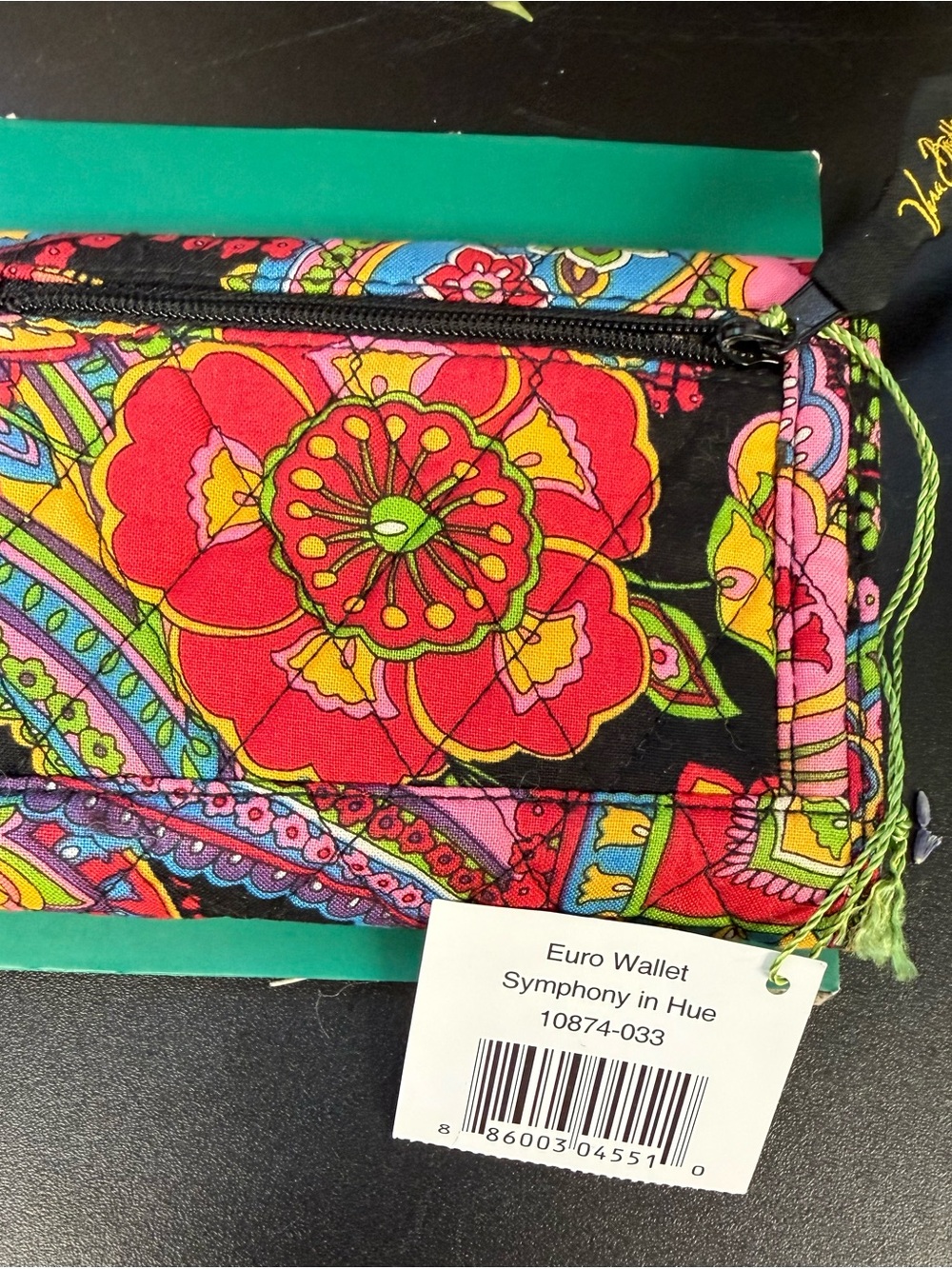 NWT Vera Bradley Symphony in Hue Euro Black Multi Floral Quilted Wallet - Picture 8 of 11